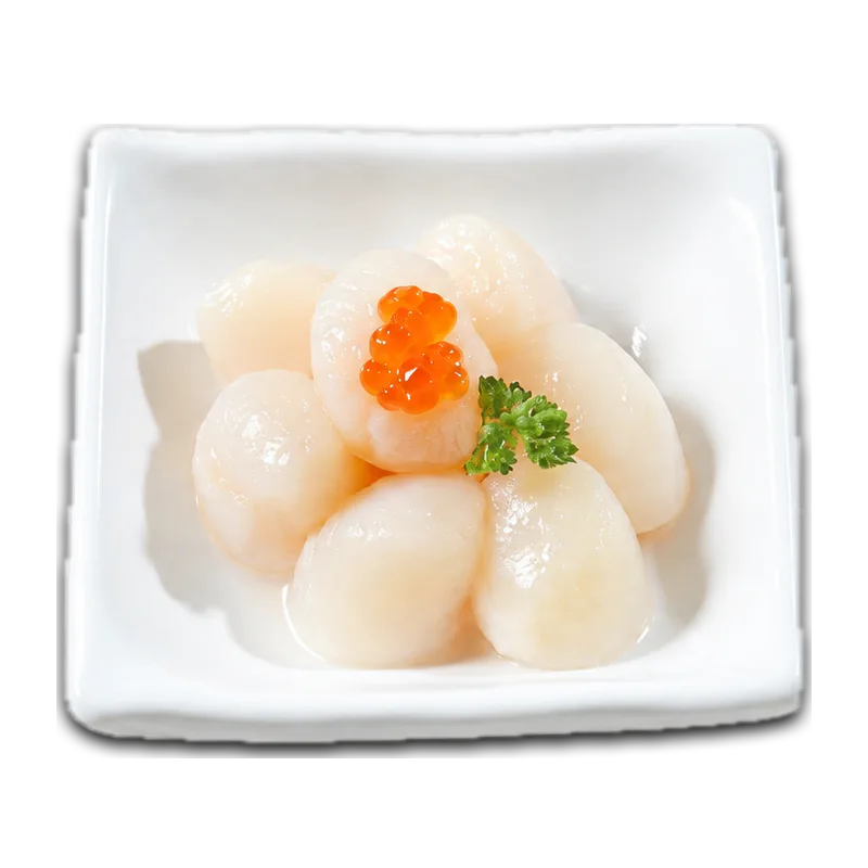 白色方碗中的干貝、魚卵與香草