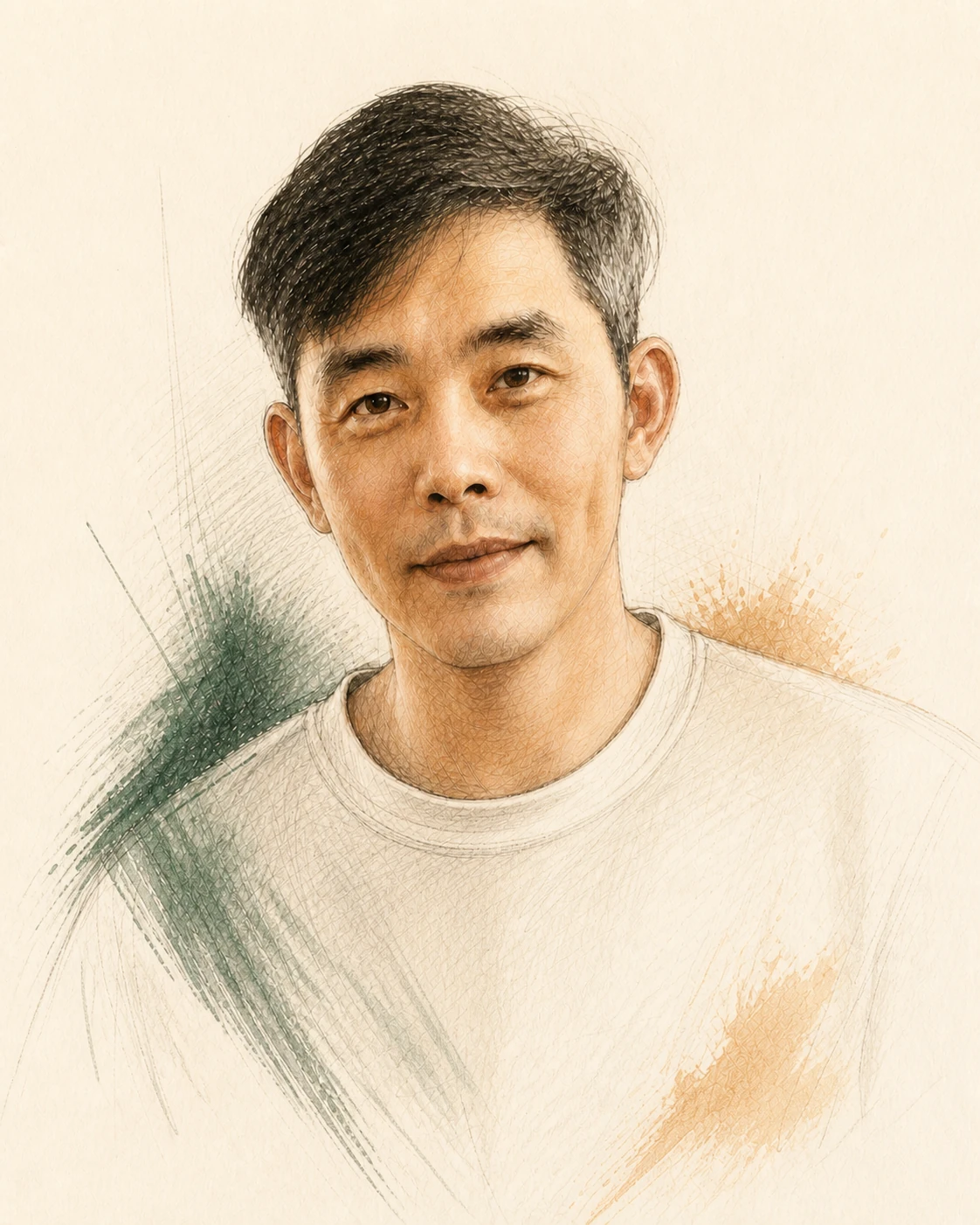 極禾鍋物創辦人 Chef Lee 李莒民的色鉛筆速寫肖像